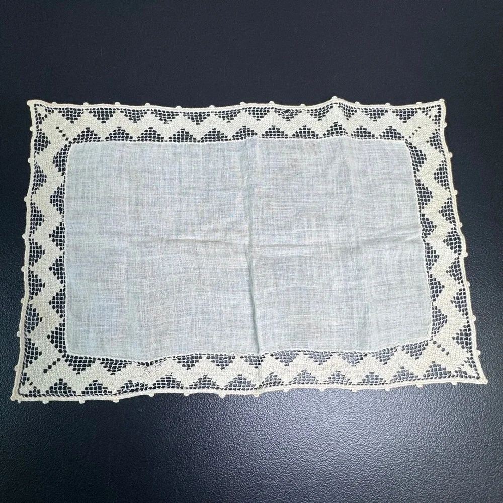 Vintage White Lace Doily Lot 6pc Crochet Linen Tatting Mixed Shapes Farmhouse